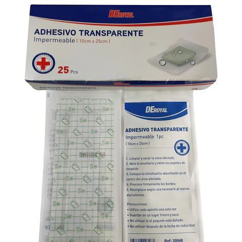 ADHESIVO TRANSPARENTE IMPERMEABLE 10X25CM