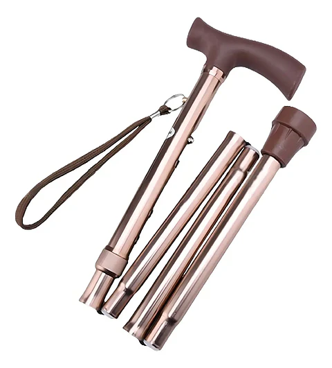 BASTON PLEGABLE NEGRO/CAFE - CON CORDEL DE MUÑECA