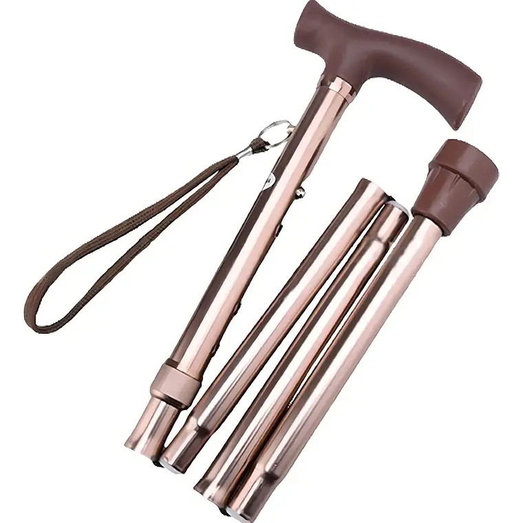 BASTON PLEGABLE NEGRO/CAFE - CON CORDEL DE MUÑECA 1