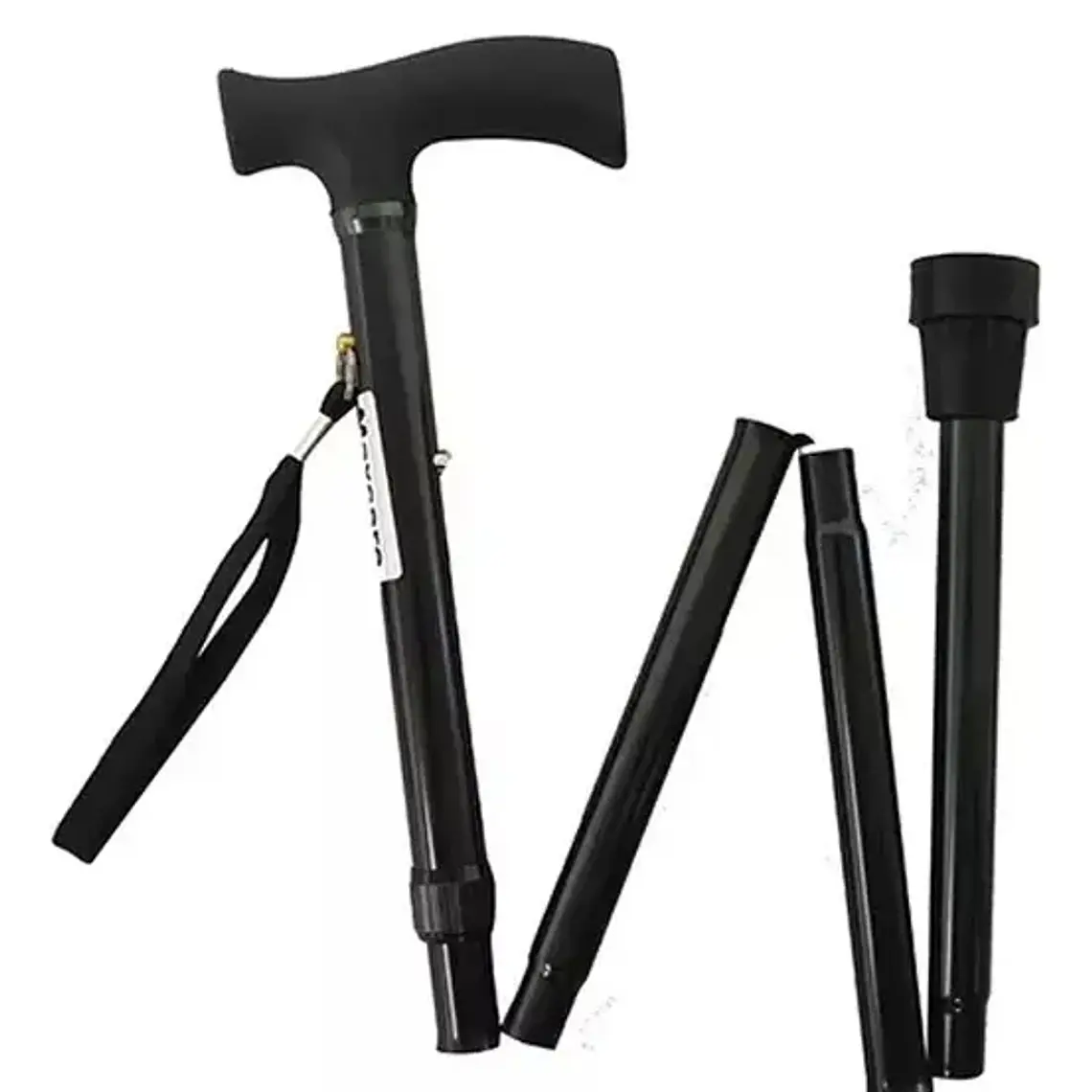 BASTON PLEGABLE NEGRO/CAFE - CON CORDEL DE MUÑECA 2
