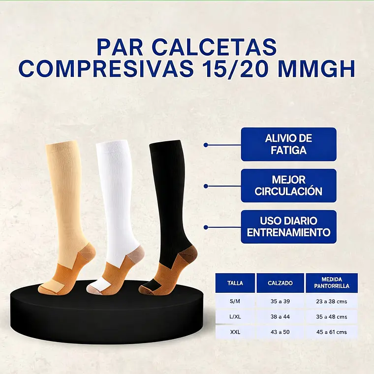 PAR CALCETINES DE COMPRESIÓN 15/20 MMHG  1