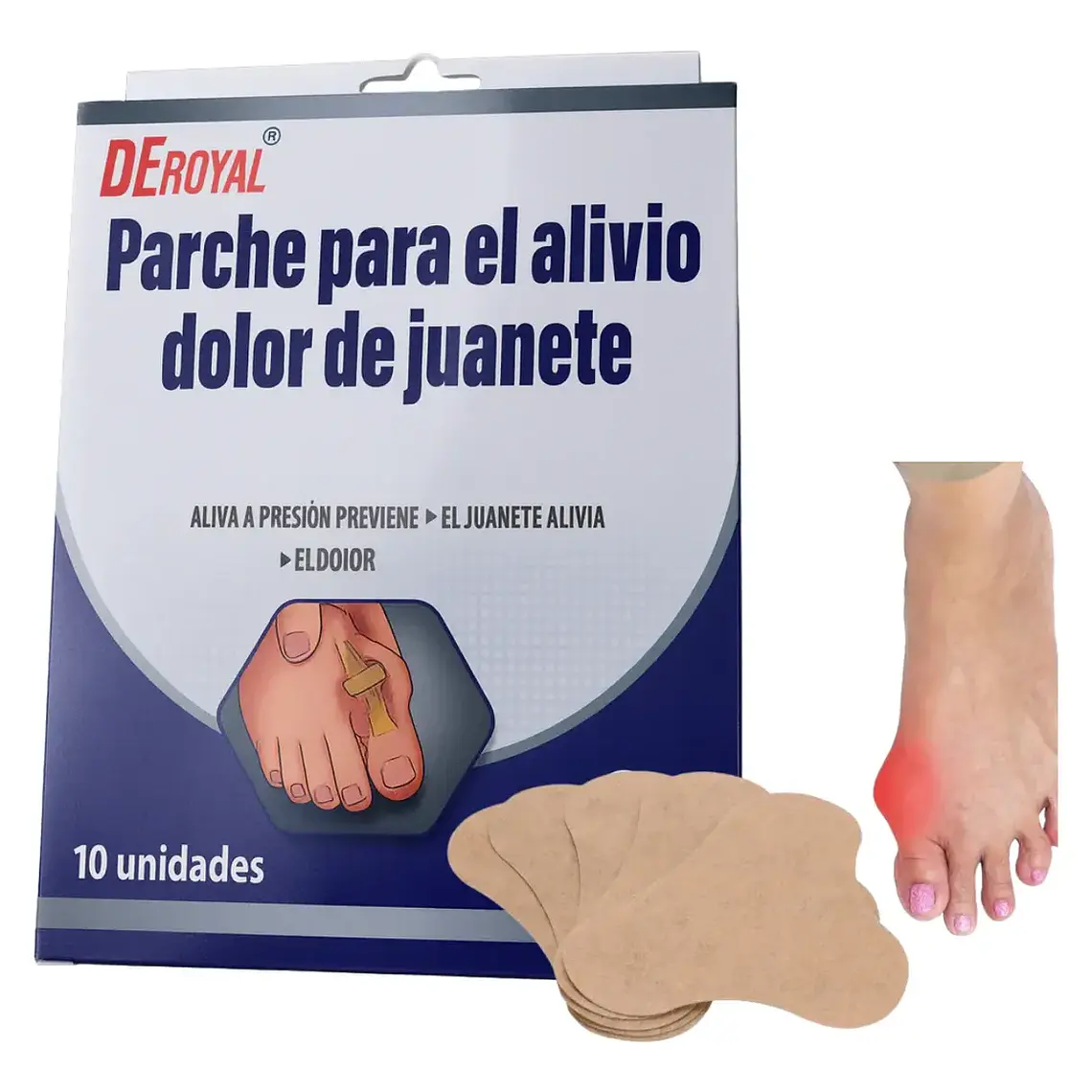PARCHE PARA EL ALIVIO DOLOR DE JUANETE 10 UNIDADES - DEROYAL 1
