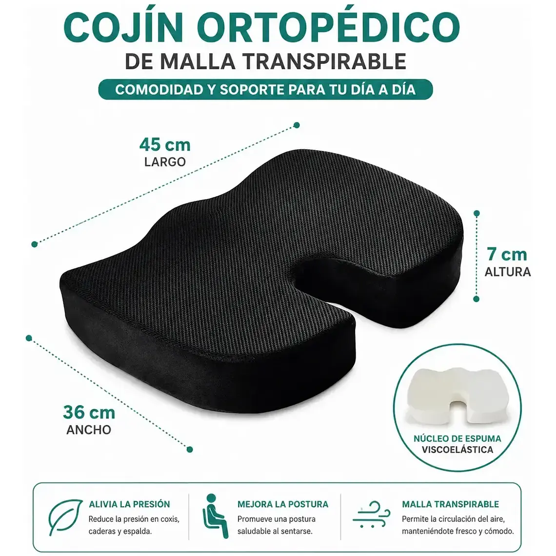 COJIN VISCOELASTICO FORMA U - ESPUMA 1