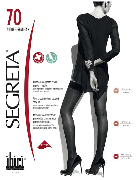 MEDIA MUSLO LINEA 70 ROJA SEGRETA - COMPRESION (11-14mmHG)