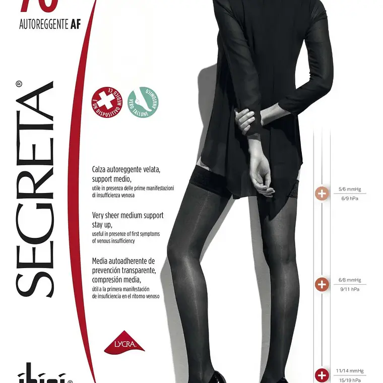 MEDIA MUSLO LINEA 70 ROJA SEGRETA - COMPRESION (11-14mmHG) 1
