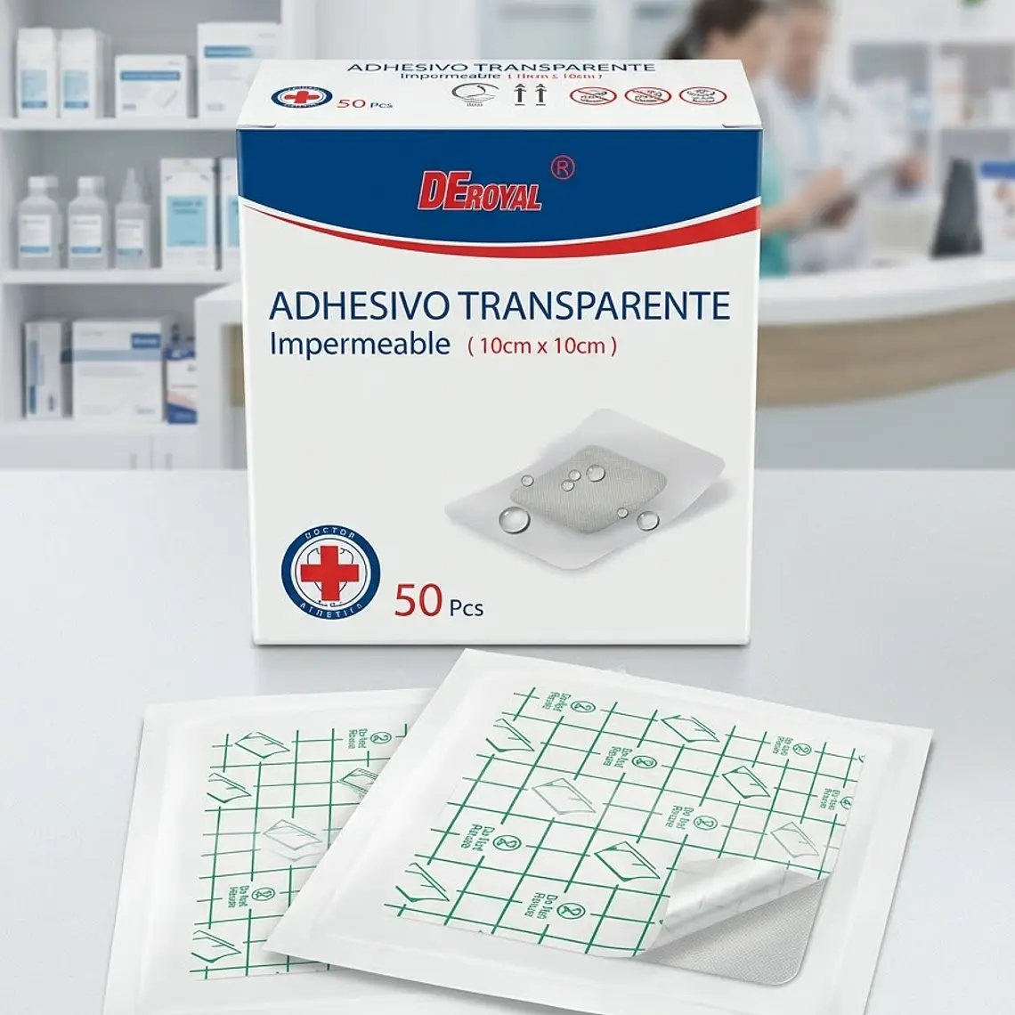 ADHESIVO TRANSPARENTE IMPERMEABLE 10CM X10CM 1
