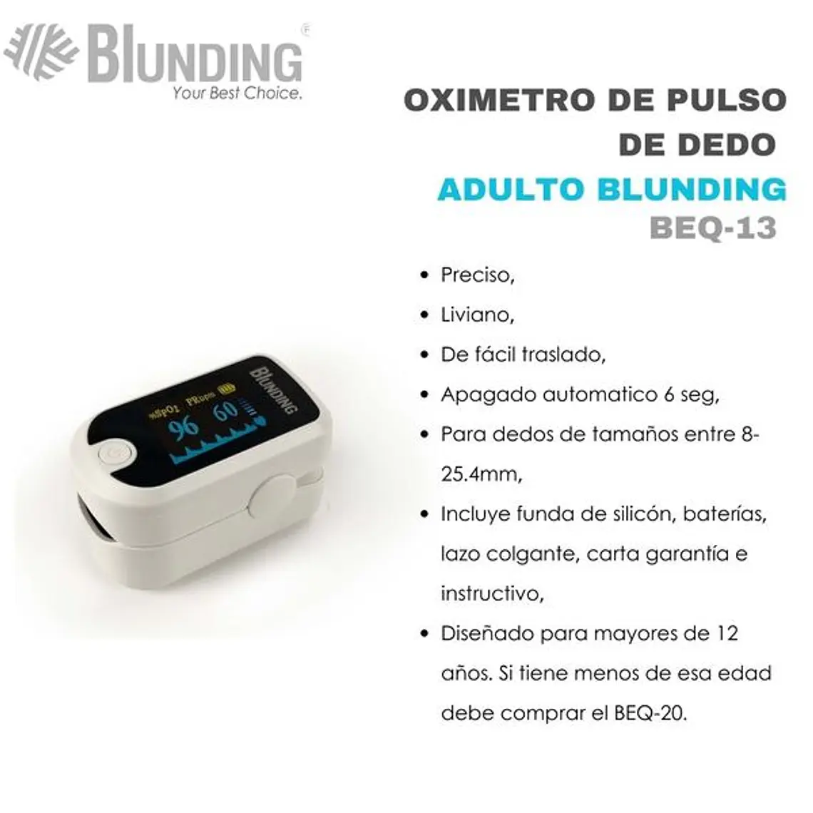 OXIMETRO DE PULSO DE DEDO - BLUNDING 2