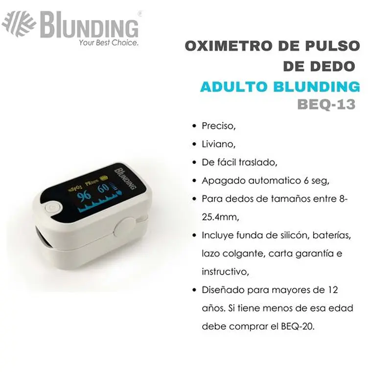 OXIMETRO DE PULSO DE DEDO - BLUNDING 2