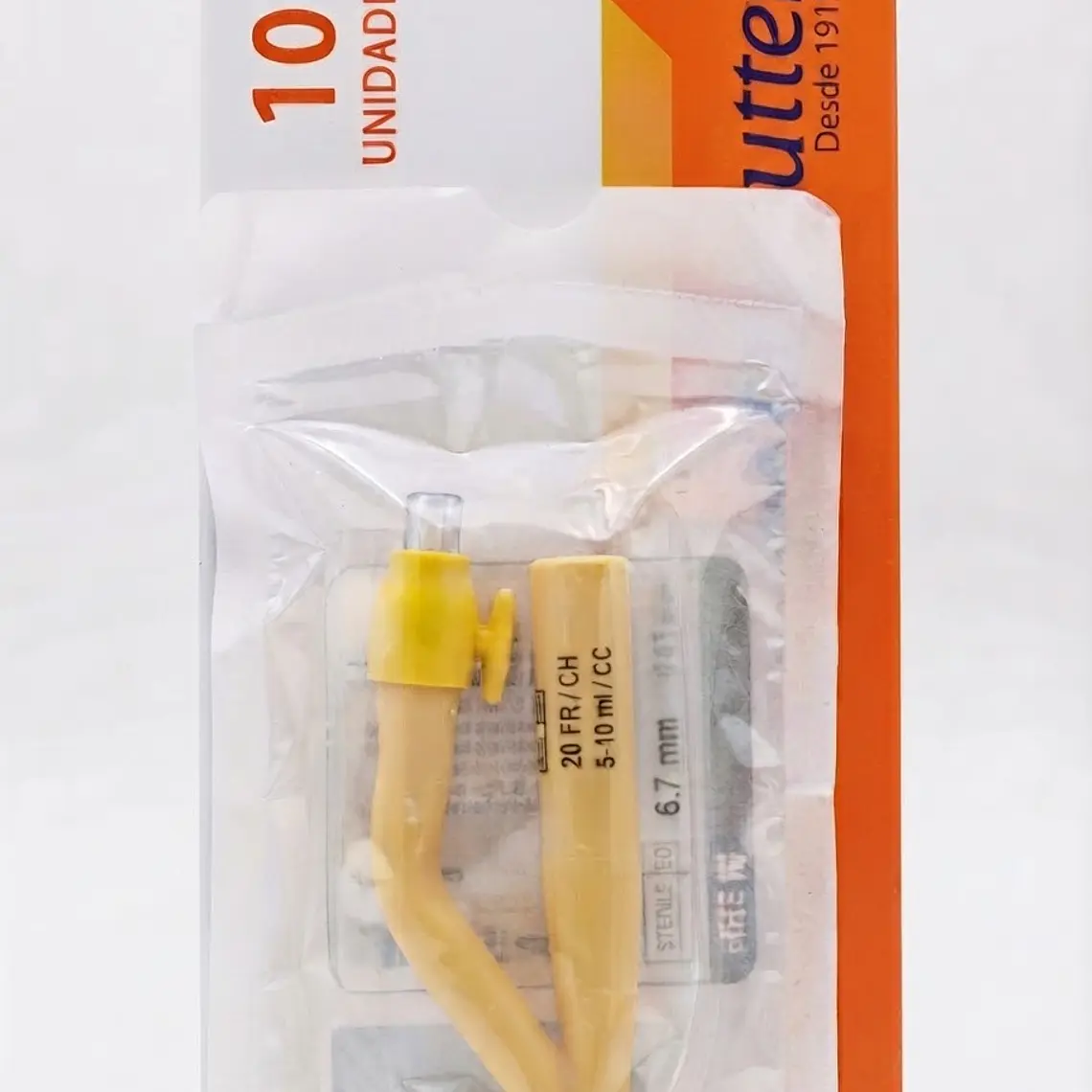 Sonda foley adulto LATEX forrado en silicona 2 vias N20 1