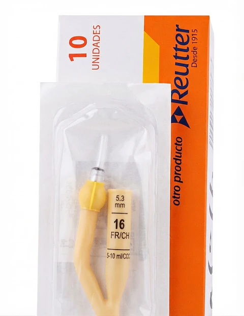 Sonda foley adulto LATEX forrado en silicona 2 vias N16
