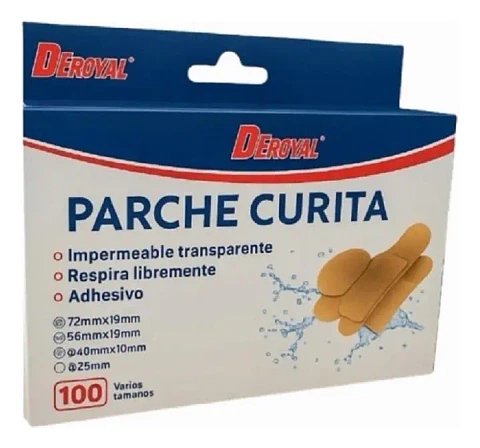 CAJA PARCHE CURITA 100 UNIDADES DIFERENTES FORMAS