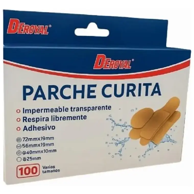 CAJA PARCHE CURITA 100 UNIDADES DIFERENTES FORMAS 1