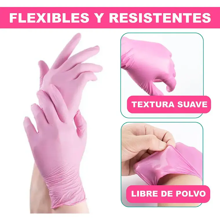 GUANTES NITRILO ROSADO  2