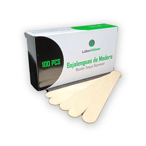 CAJA BAJALENGUAS DE MADERA 100 UNIDADES