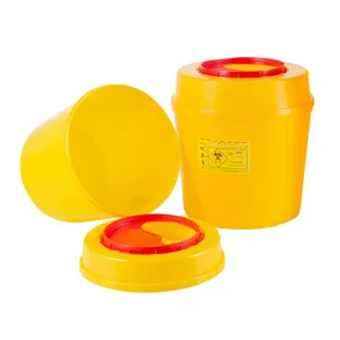 CAJA CONTENEDOR DESECHOS AMARILLA TAPA REDONDA