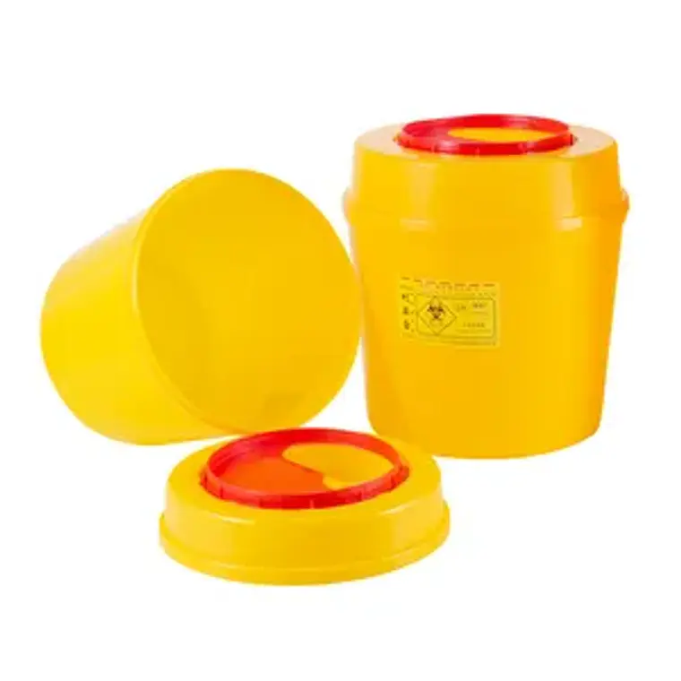 CAJA CONTENEDOR DESECHOS AMARILLA TAPA REDONDA 1