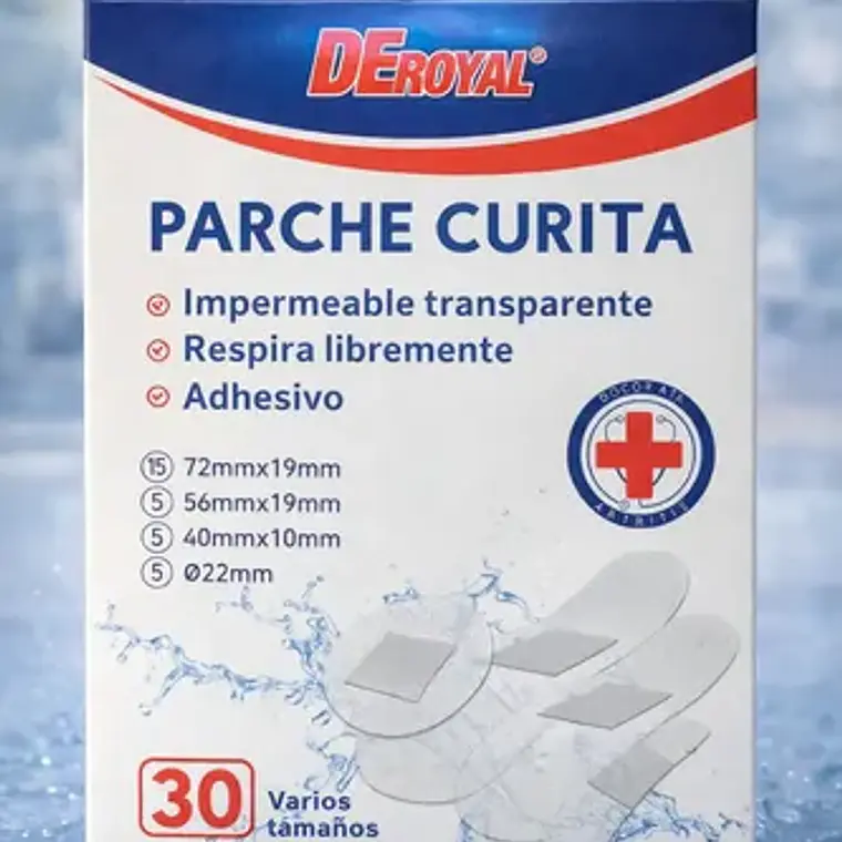 PARCHE CURITA TRANSPARENTE 4 TAMAÑOS - 30 UNIDADES 1