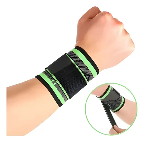 MUÑEQUERA SPORT CON VELCRO - VERDE CON NEGRO