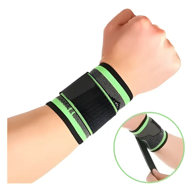 MUÑEQUERA SPORT CON VELCRO - VERDE CON NEGRO 1
