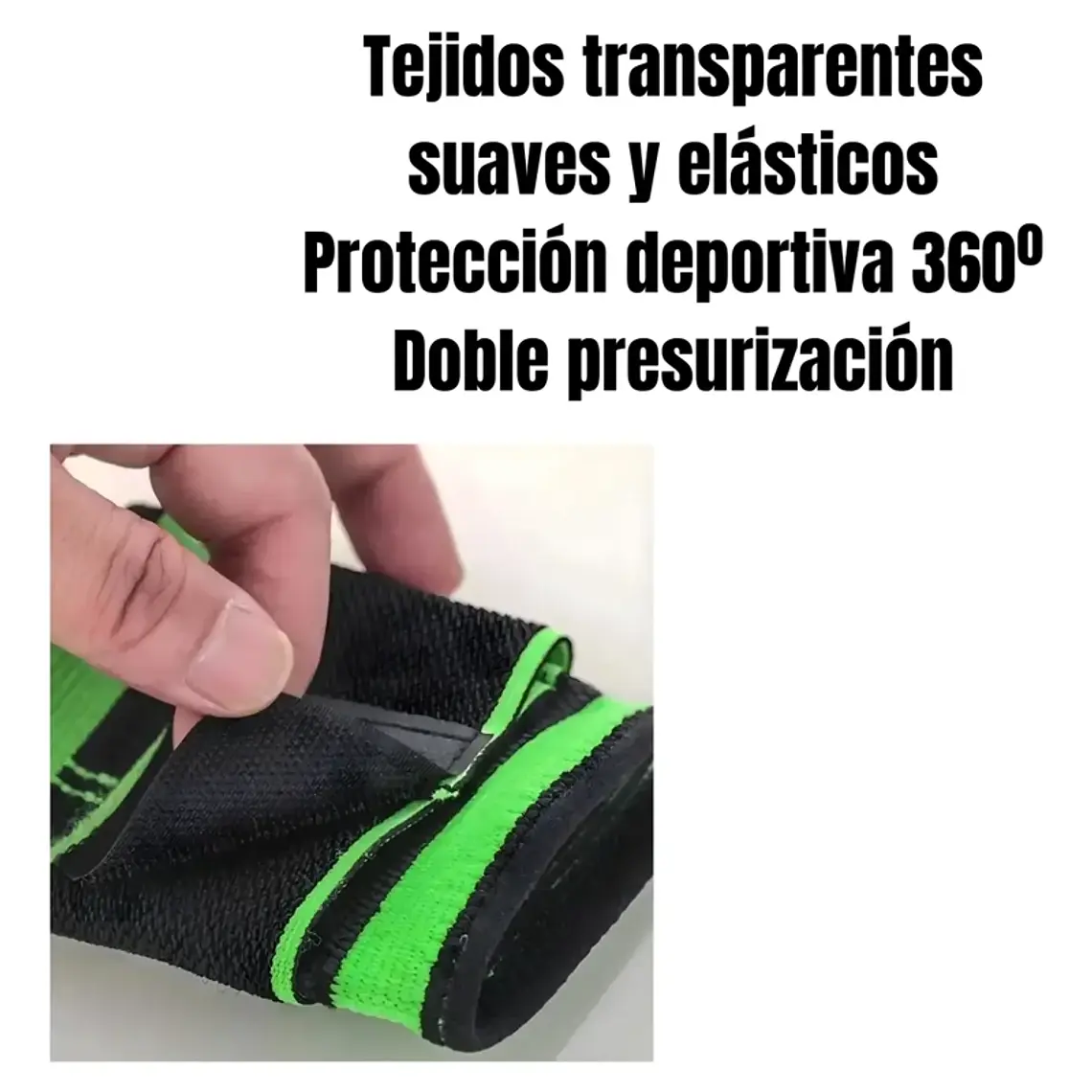 MUÑEQUERA SPORT CON VELCRO - VERDE CON NEGRO 3