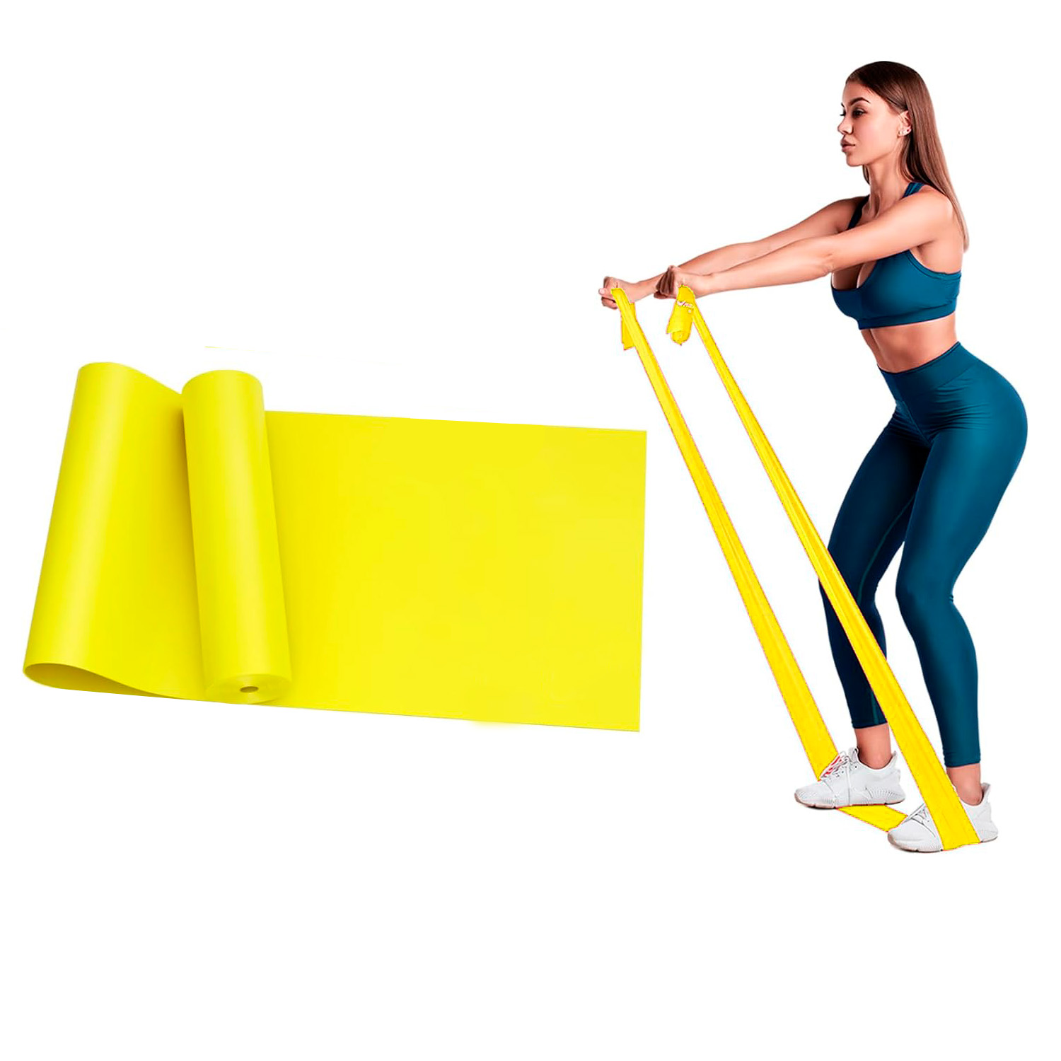 Bande De Résistance FFitness – Jaune 5-15 LB / 2-7 Kg – Latex Naturel – Pour Pilates, Yoga, Rééducation – Largeur 0,62 Cm