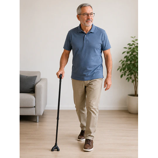 Bastón De 3 Apoyos Mango En Goma Ergonómico Liviano