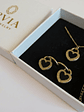 Set Collar Y Aros Corazon Con Oro 18 Acero Inoxidable Orvia - Miniatura 1