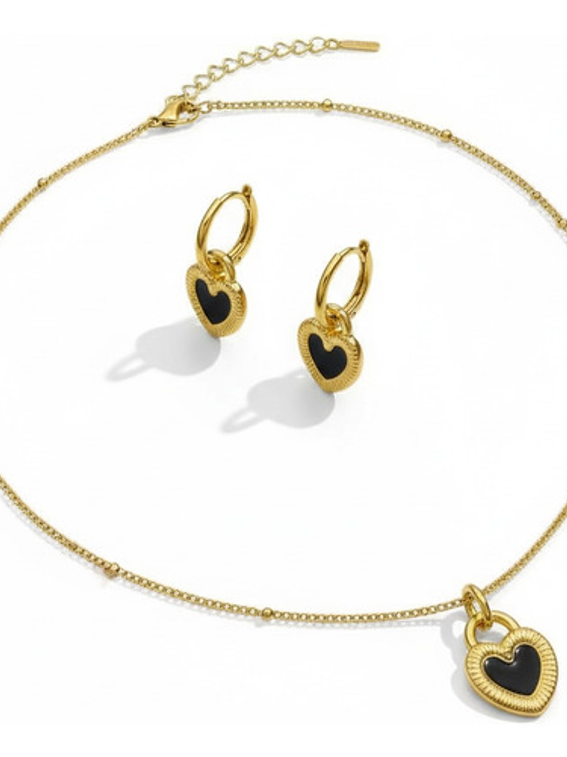 Set Collar Y Aros Corazon Con Oro 18 Acero Inoxidable Orvia 2