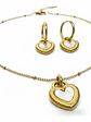 Set Collar Y Aros Corazon Con Oro 18 Acero Inoxidable Orvia - Miniatura 3