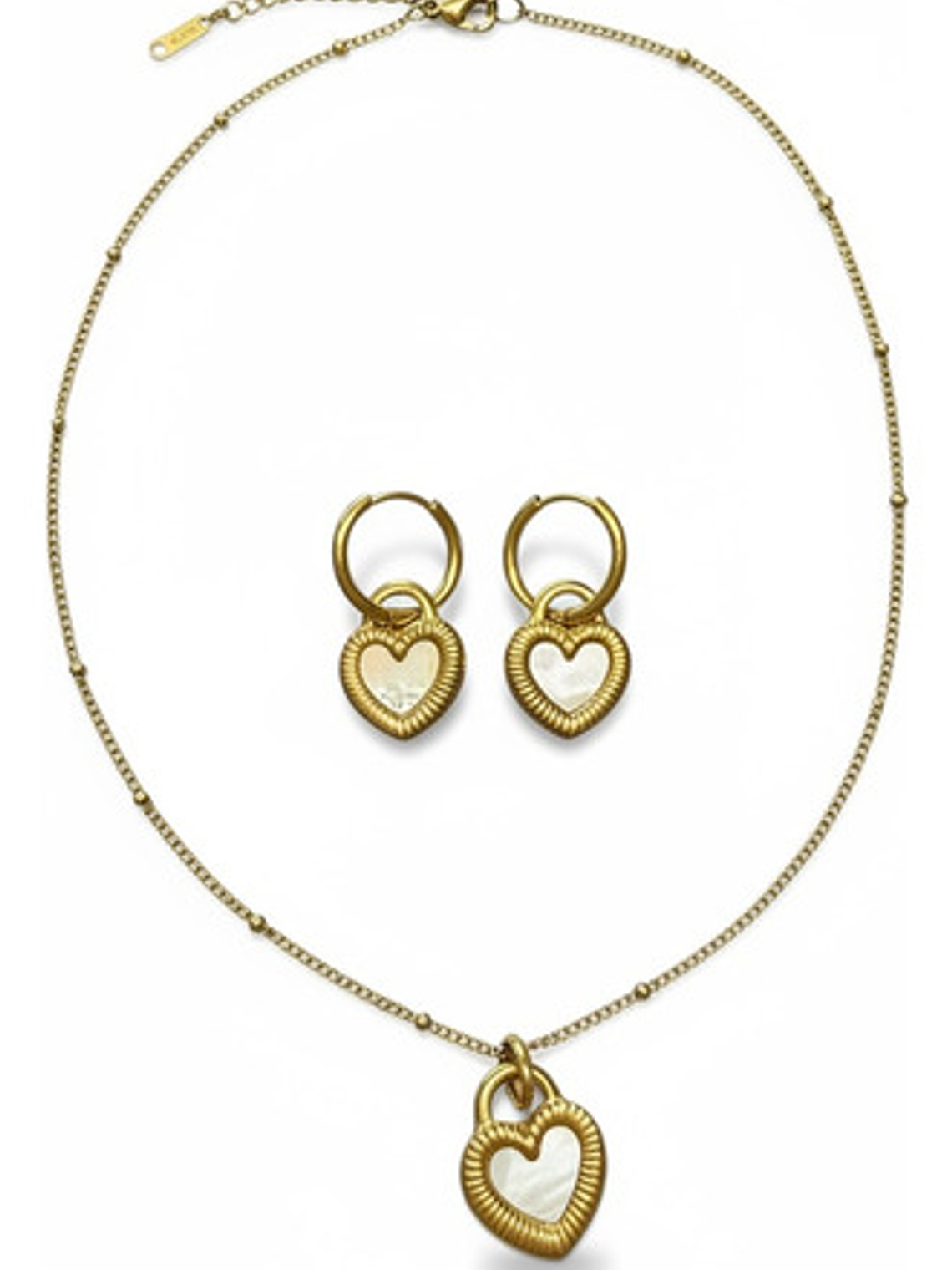 Set Collar Y Aros Corazon Con Oro 18 Acero Inoxidable Orvia 4