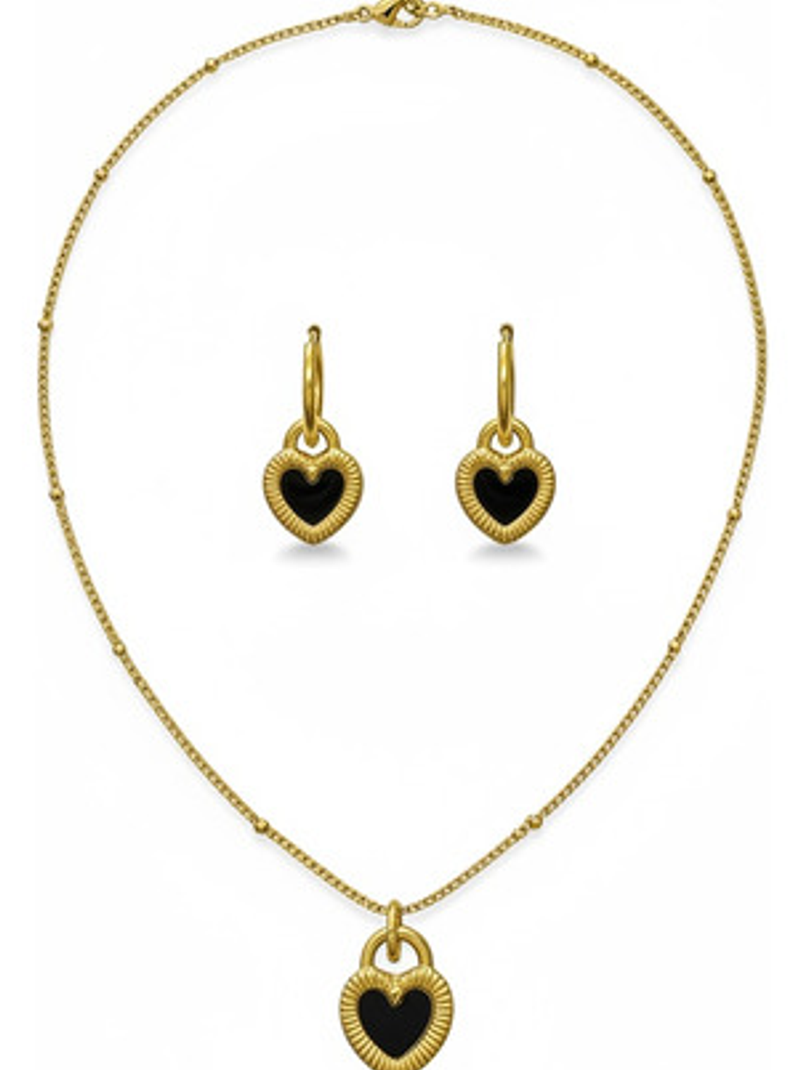 Set Collar Y Aros Corazon Con Oro 18 Acero Inoxidable Orvia 5