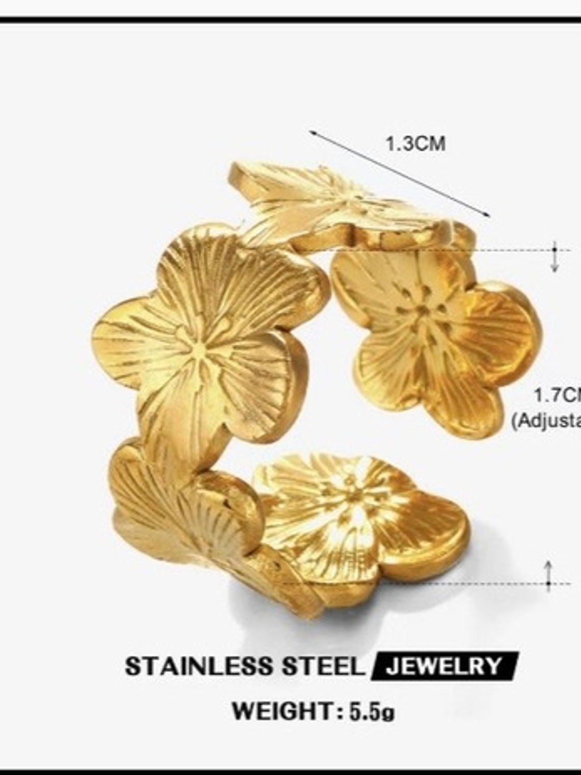 Set 3 Anillos Ajustable Oro18k Sobre Acero Inoxidable Orvia 3