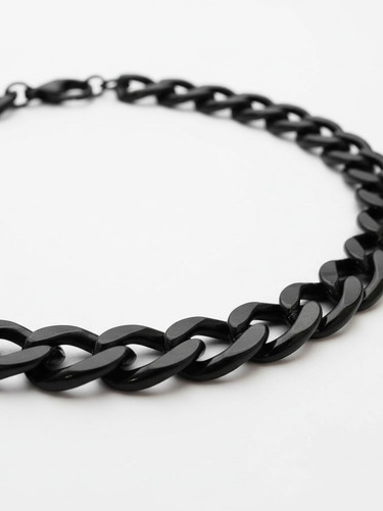 Pulsera Esclava Eslabon Cubano Acero Inoxidable Orvia Negro 1