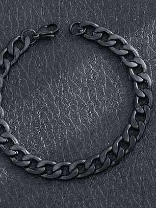 Pulsera Esclava Eslabon Cubano Acero Inoxidable Orvia Negro