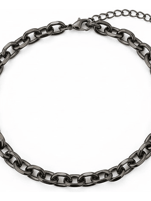 Pulsera Grumet Redondo Negra Hombre Acero Inoxidable Orvia