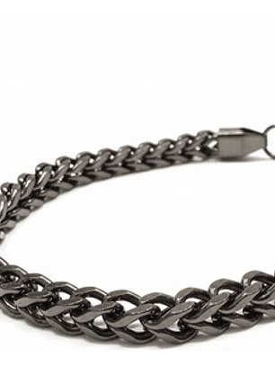 Pulsera Negra De Hombre Tejido Franco Acero Inoxidable Orvia