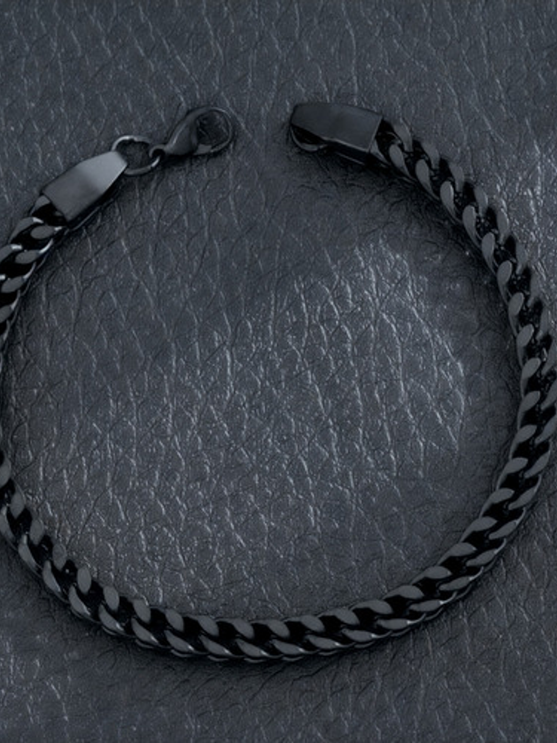 Pulsera Negra De Hombre Tejido Franco Acero Inoxidable Orvia 2