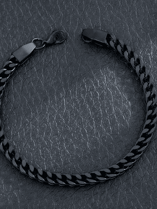 Pulsera Negra De Hombre Tejido Franco Acero Inoxidable Orvia