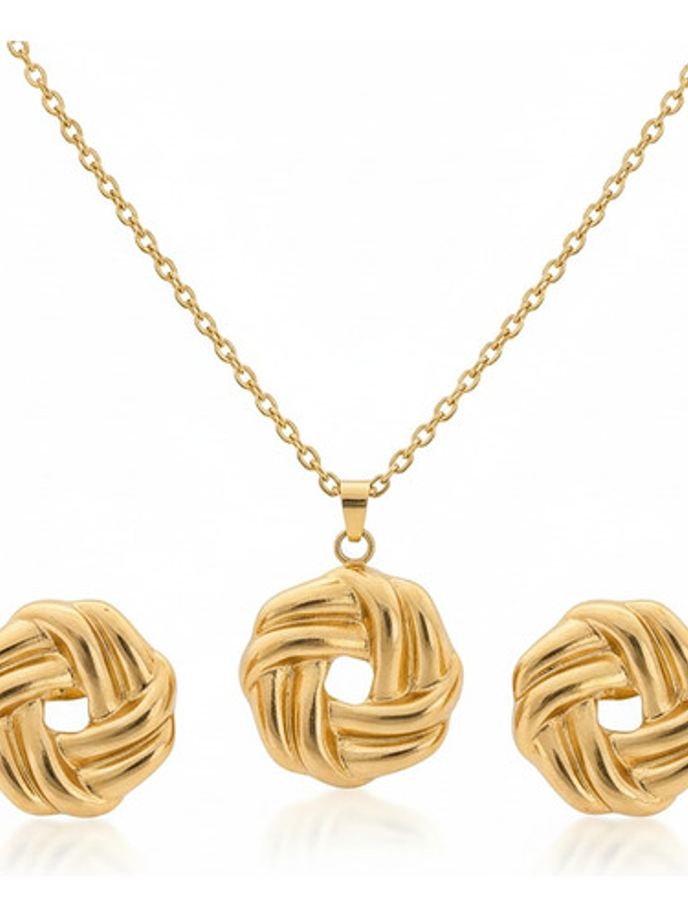 Collar + Aros Oro 18k Acero Inoxidable 18k Orvia En Caja 2