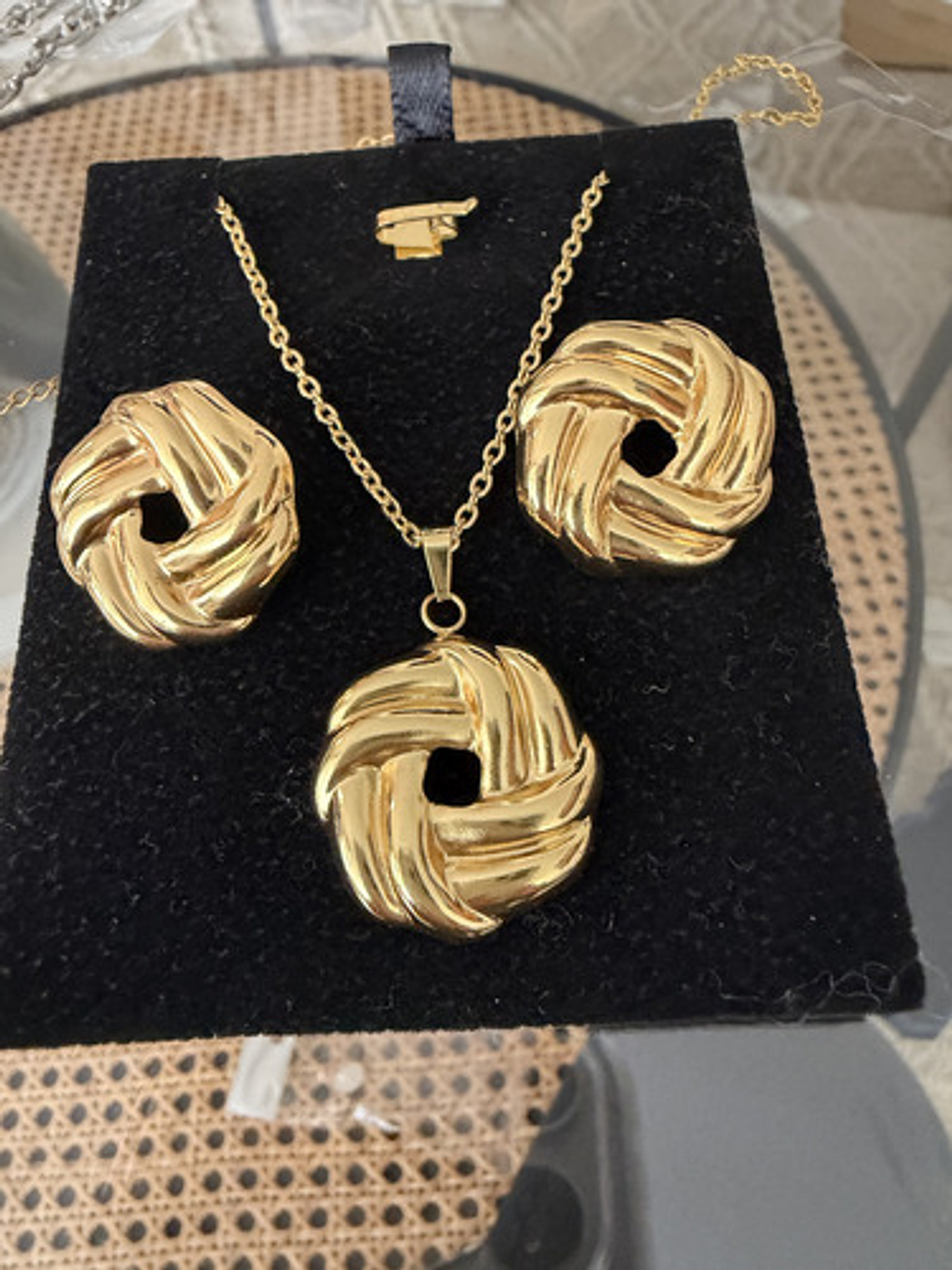 Collar + Aros Oro 18k Acero Inoxidable 18k Orvia En Caja 3