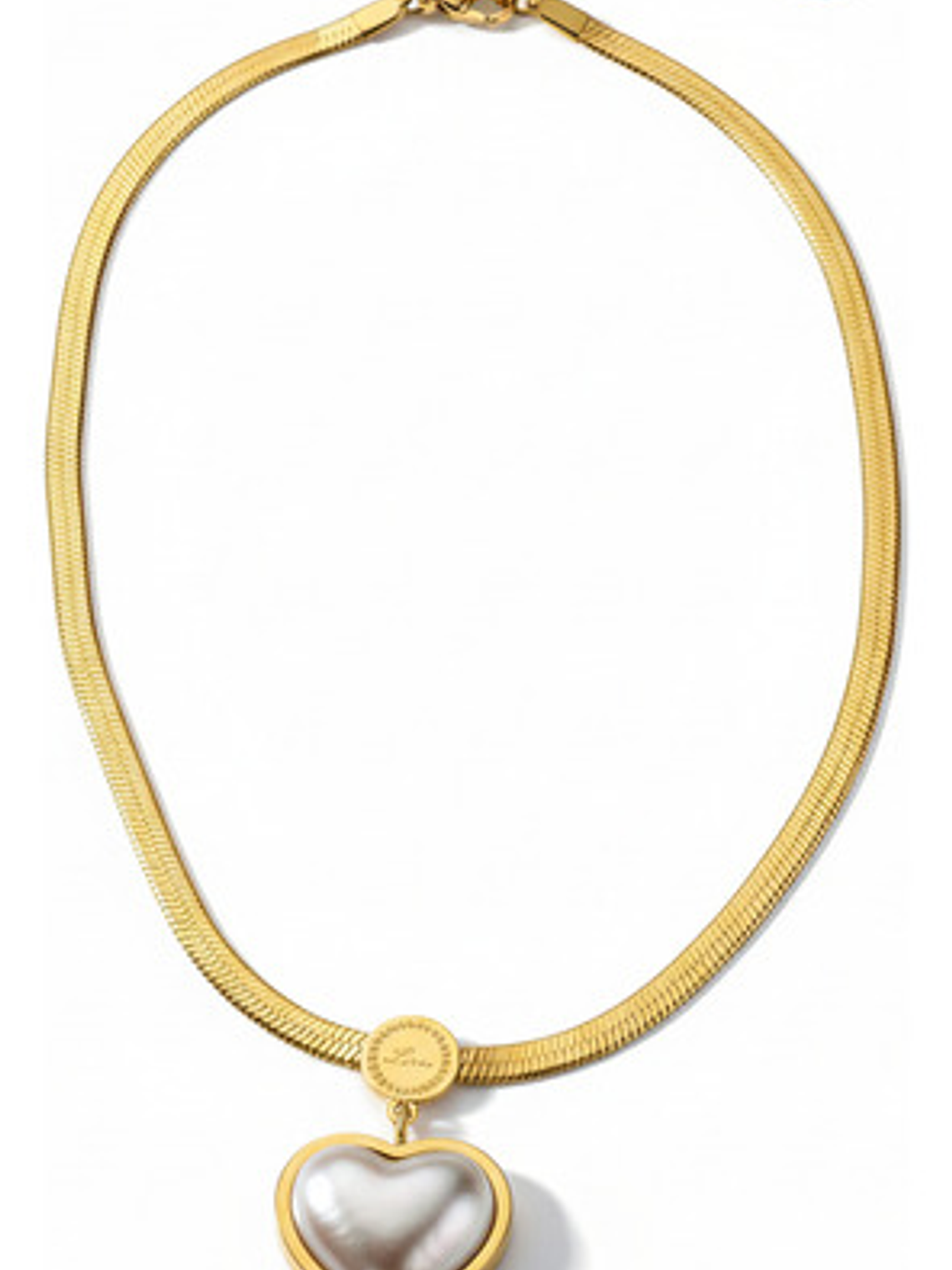 Collar + Aros Corazón Oro 18k Acero Inoxidable Perla Orvia 2