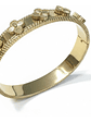 Brazalete Pulsera Rigida Trebol Oro 18k Acero Inox Orvia - Miniatura 3