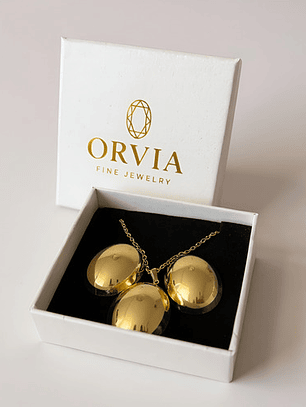 Set Collar Y Aros Esferas Con Oro 18 Acero Inoxidable Orvia