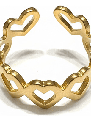 Anillo Corazón Ajustable Acero Inox Chapado Oro18k Orvia