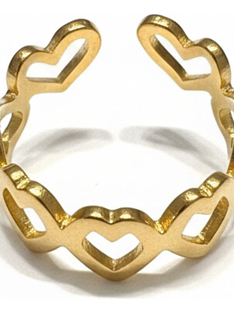 Anillo Corazón Ajustable Acero Inox Chapado Oro18k Orvia 2