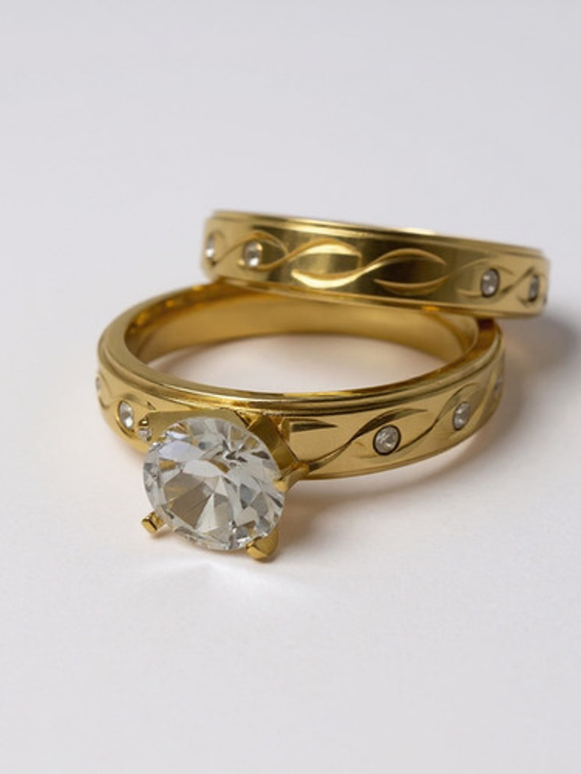 Set 2 Anillo Compromiso Promesa Chapado Oro 18k Pareja Orvia 1