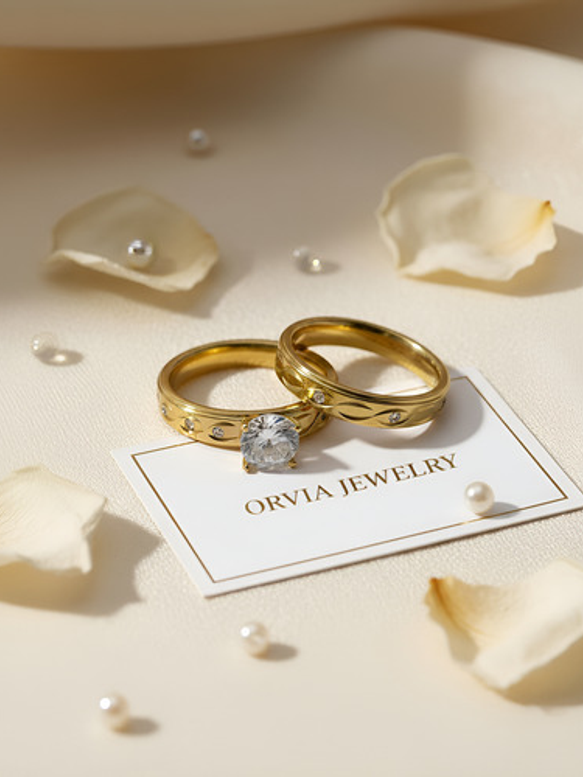 Set 2 Anillo Compromiso Promesa Chapado Oro 18k Pareja Orvia 2