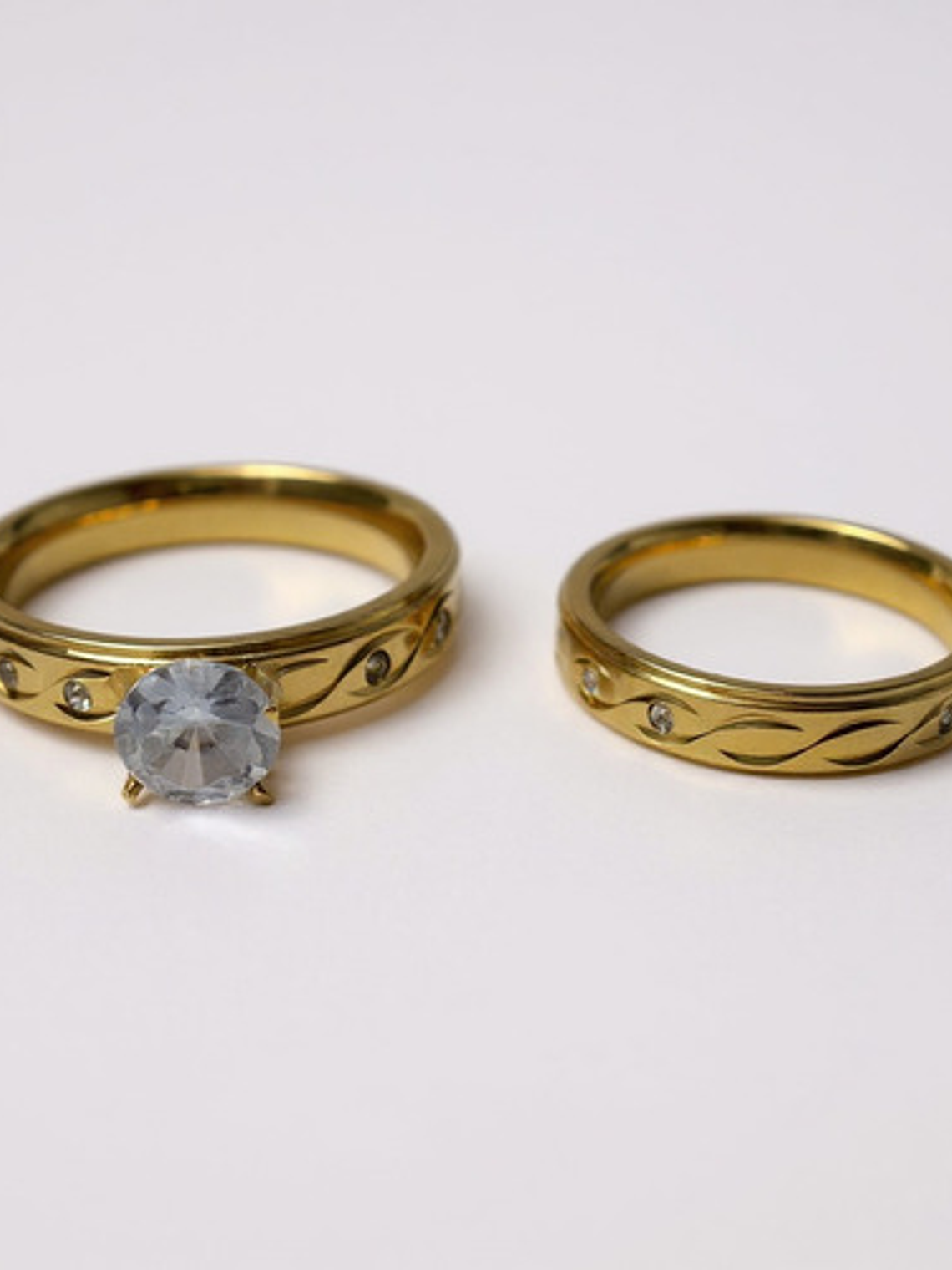 Set 2 Anillo Compromiso Promesa Chapado Oro 18k Pareja Orvia 5