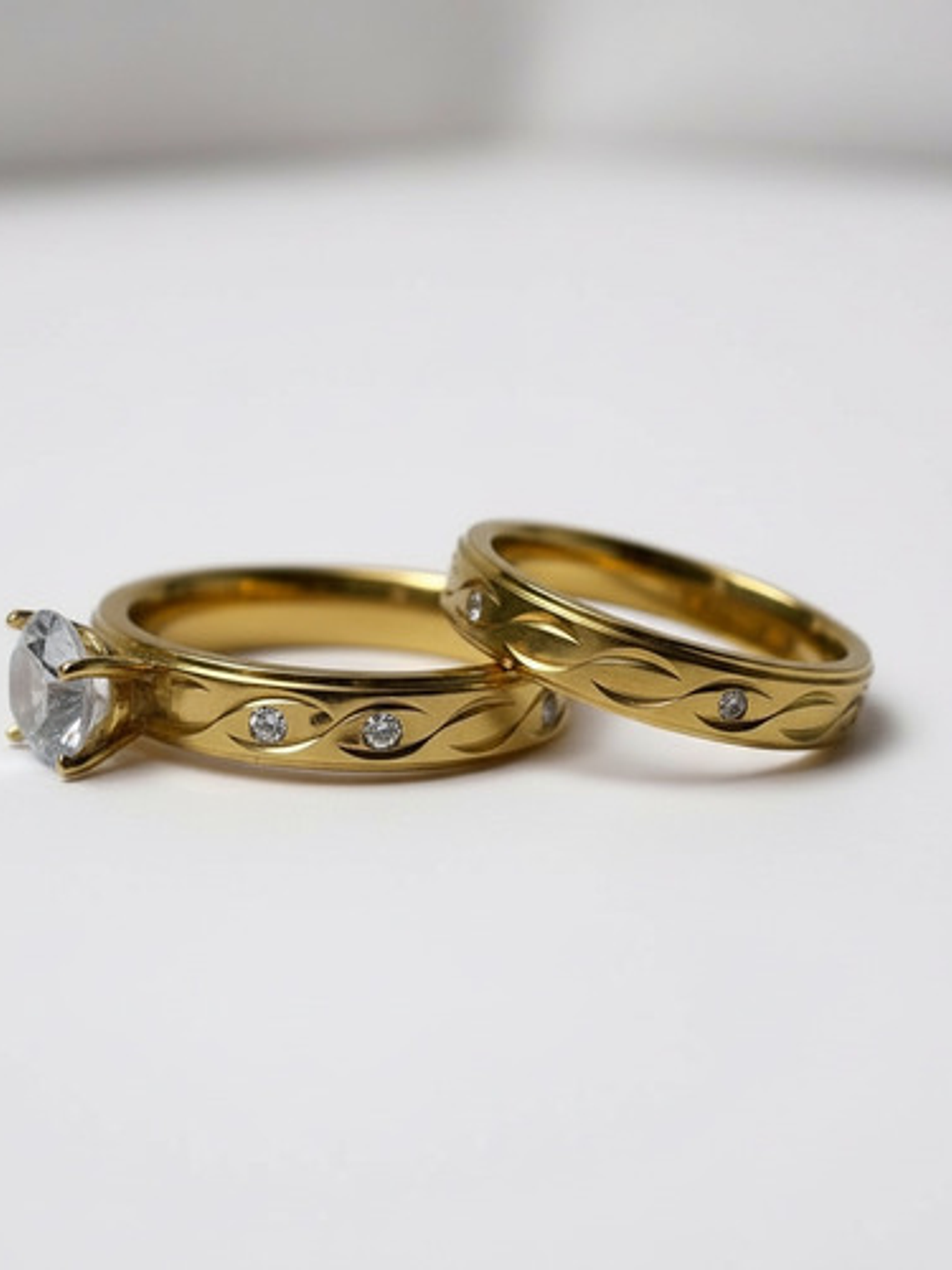 Set 2 Anillo Compromiso Promesa Chapado Oro 18k Pareja Orvia 6