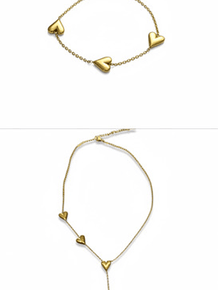 Collar Y Pulsera Corazon Oro18 Acero Inoxidable Regalo Orvia